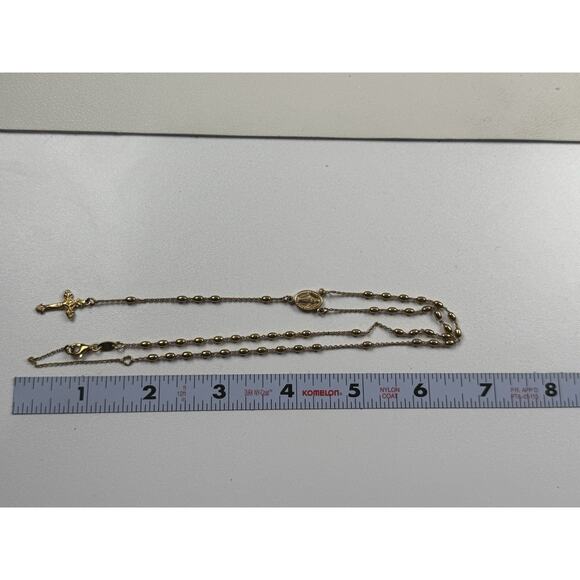 Dyadema Italy Vermeil Sterling Silver Dainty Rosary Cross Necklace 18" - Picture 2 of 12